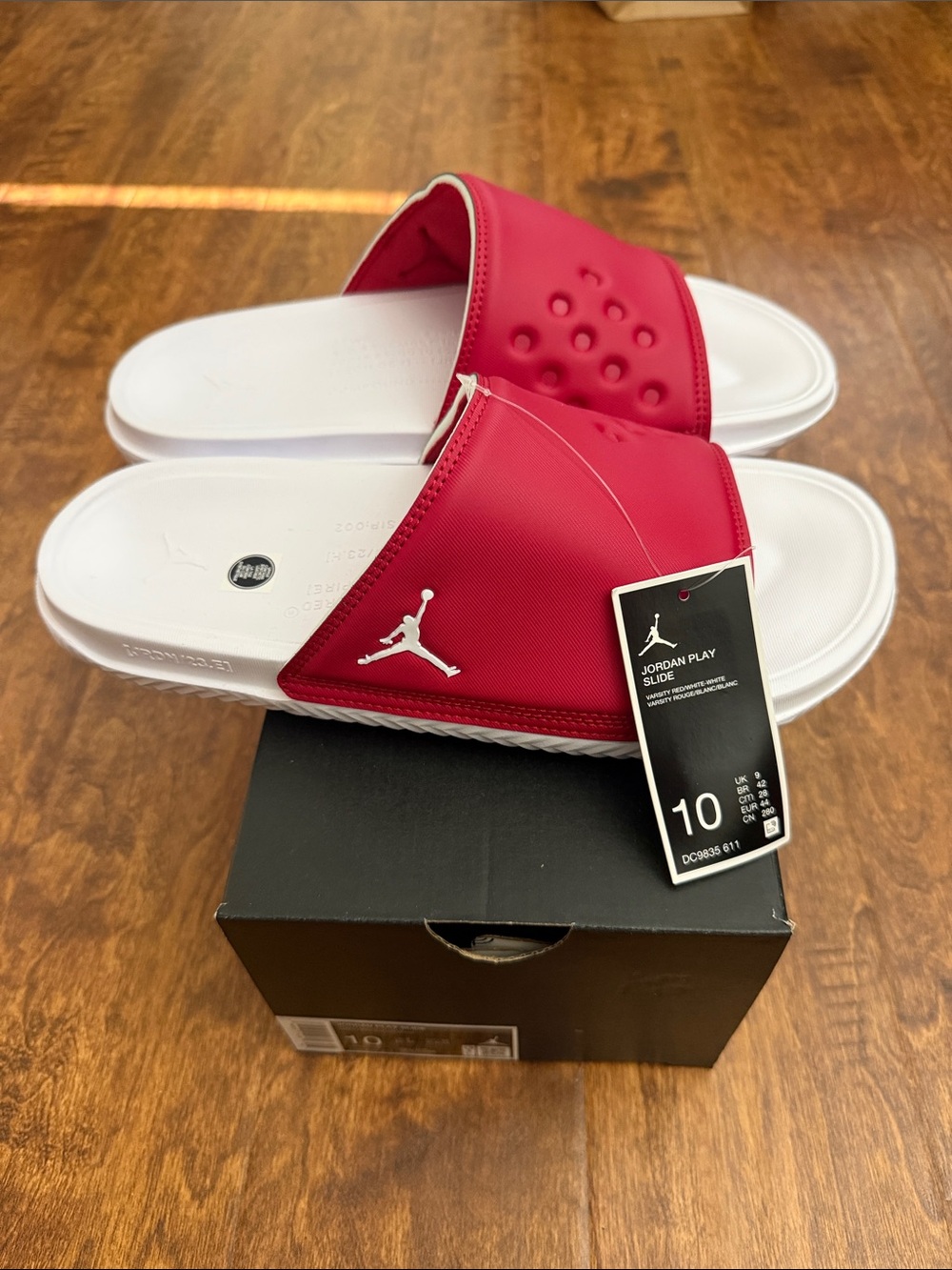 Jordan Play Slide - Red Strap with White Footbed